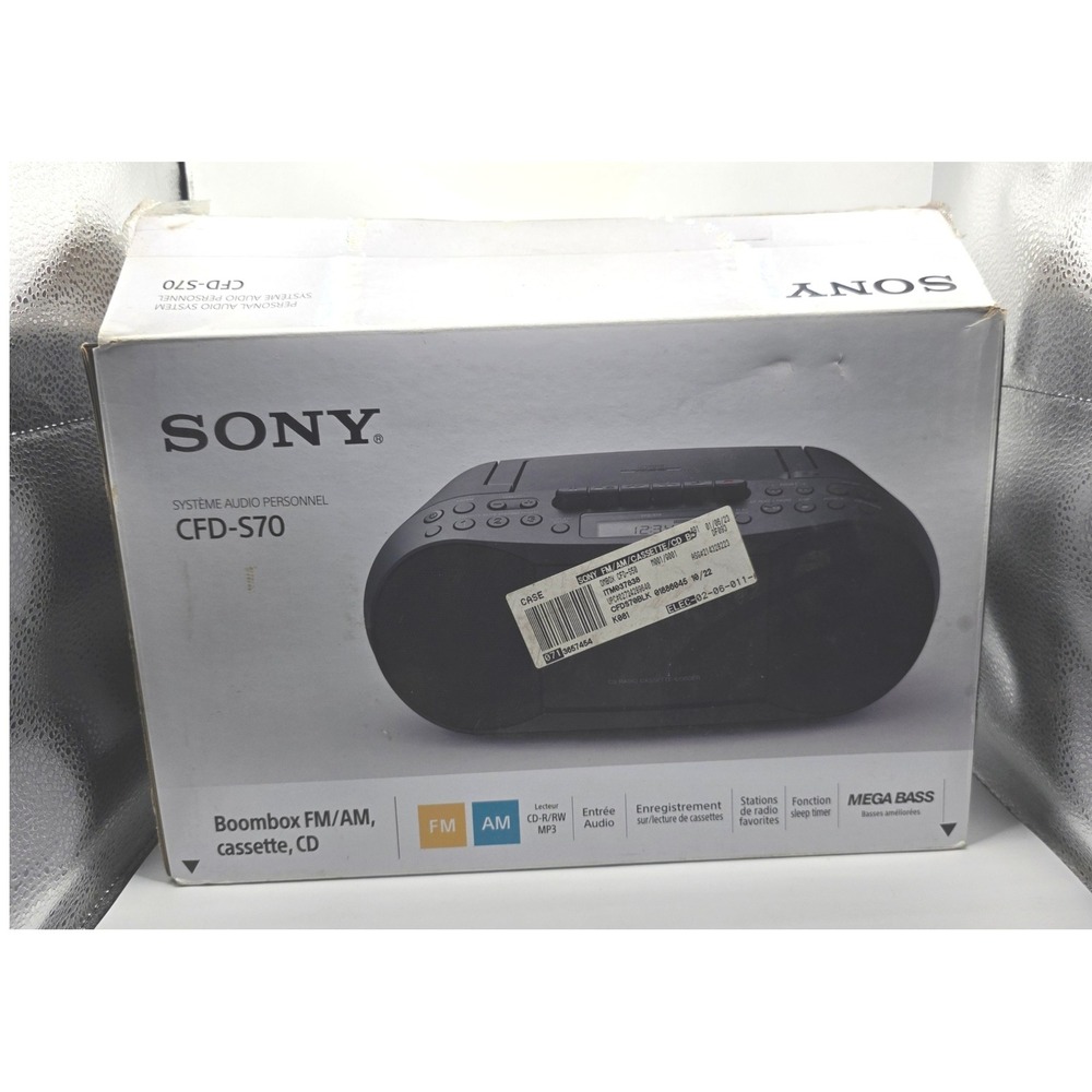 Sony CFD-S70 Boombox CD Player Cassette Recorder AM FM Radio Mega Bass NOTE